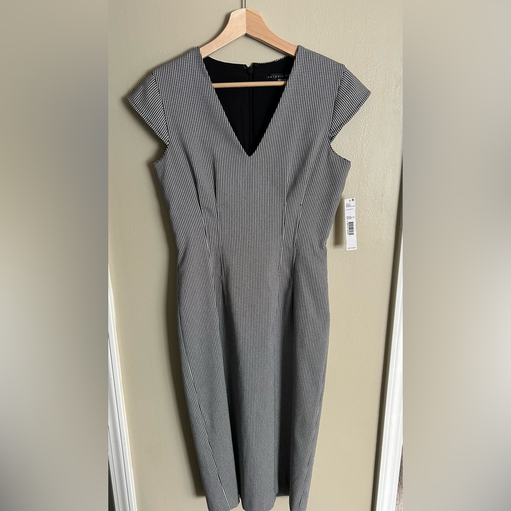 NWT ANTONIO MELANI houndstooth sheath dress